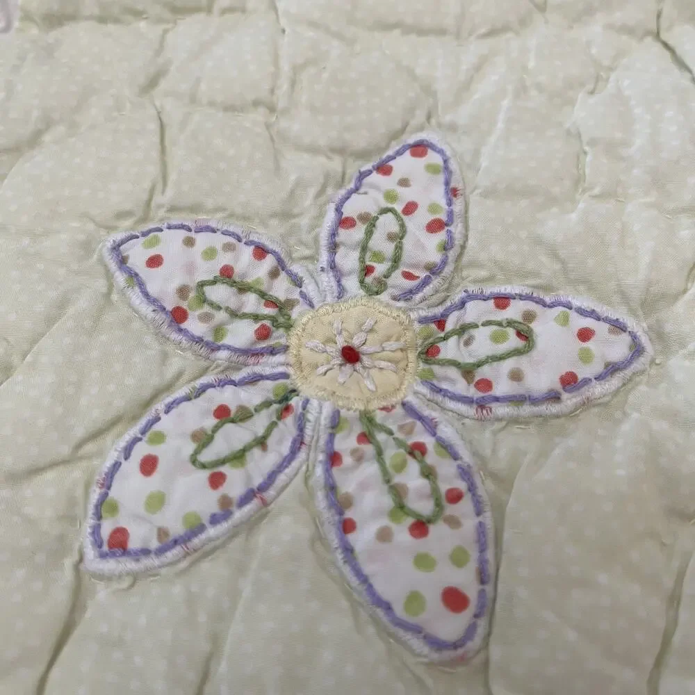 Pottery Barn Kids Quilted Pillow Sham Standard Floral Patchwork Tie Back